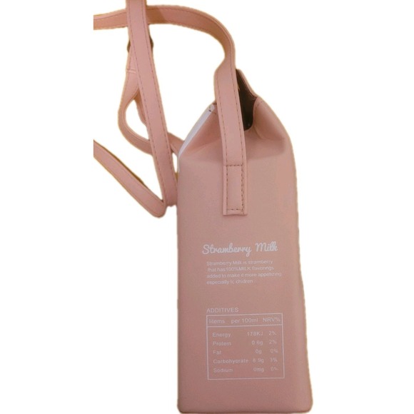 STRAWBERRY MILK CARTON CROSSBODY PURSE WITH SNAP CLOSURE - Picture 6 of 8